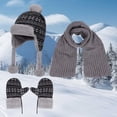 thumbnail image 2 of UngA Kids Winter Beanie Scarf Gloves Set - Thermal Fleece Lined Knit Hat, Soft Neck Warmer & Mittens for Girls & Boys (Dark Gray,2-8 Years), 2 of 7