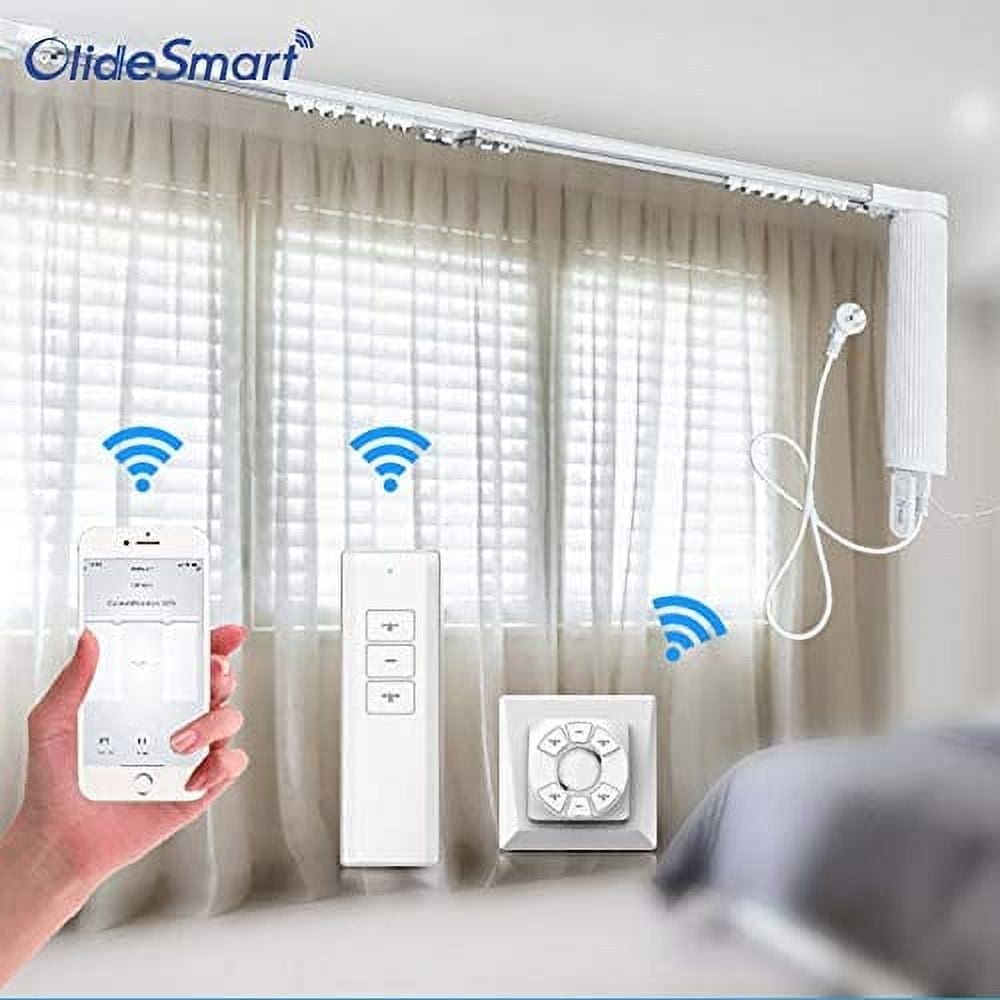 Smart Automatic Curtain Opener - Remote Control with  App/Timer/Voice,Upgraded High-Performance Motor, Automatic Light Sensor,  Add Gateways, For Google Alexa, No Remote (Only for Roman Rod) 