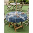 thumbnail image 4 of Outdoor Tablecloth with Umbrella Hole for Patio/Picnic/Party/Camping, Blue Coastal Waterproof Table Cloth Round Cover Washable, Summer Ocean Beach Nautical Modern Starfish (Dia 54"), 4 of 9