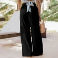 thumbnail image 4 of YUGYXL Fashion Cotton Linen Pants for Women 2025 Casual Wide Leg Pants Elastic Waist Lightweight Trousers with Pockets Black XXXL, 4 of 8