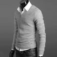 thumbnail image 1 of Pull Tricoté Col en V Couleur Unie pour Hommes_cadeau de g, 1 of 4