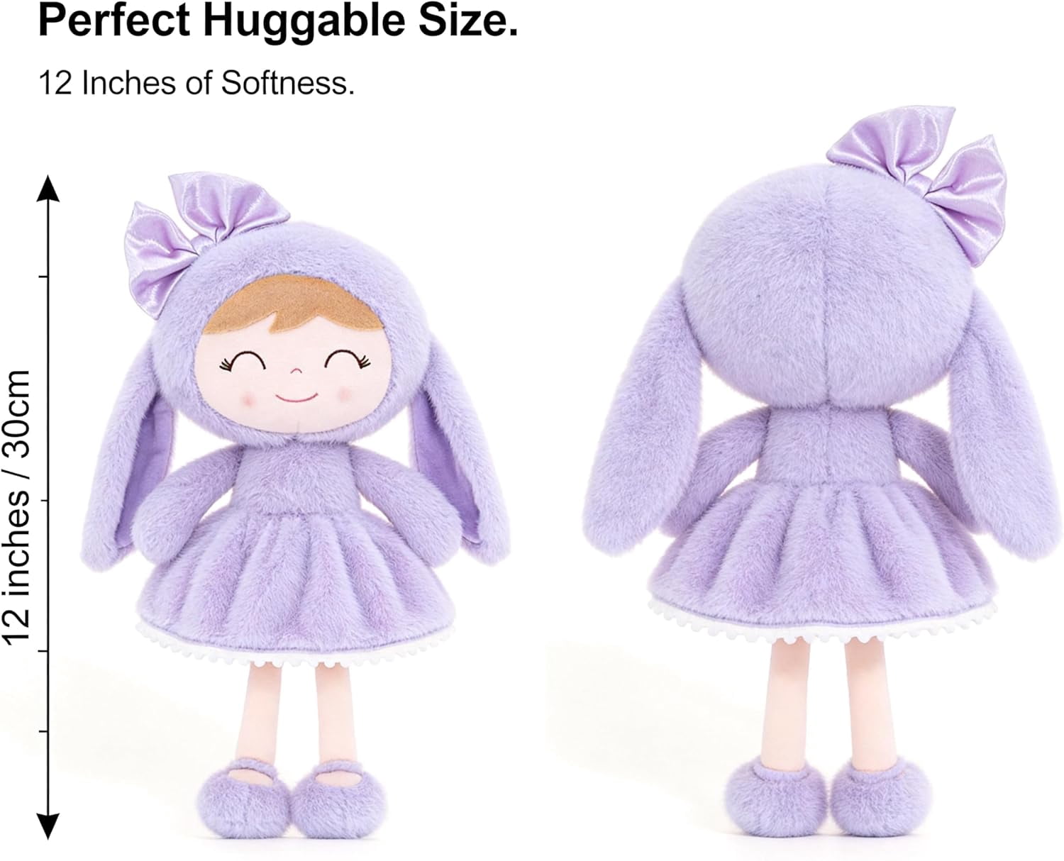 Gloveleya Easter Bunny Gift Baby Girl Gift Plush Bunny Dolls First Baby Doll Toddlers Rabbit Toy Bunny Gifts for Girl Purple 12 Inches