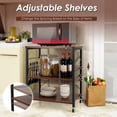 thumbnail image 4 of Costway 3-Tier Kitchen Baker's Rack Microwave Oven Storage Cart w/ Hooks Vintage, 4 of 9