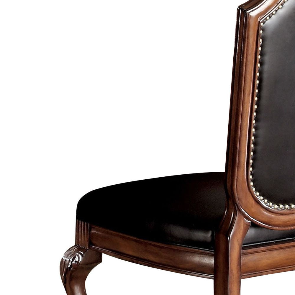 Acme Chateau De Ville Black PU & Cherry Side Chair (Set-2), Location: Indoor