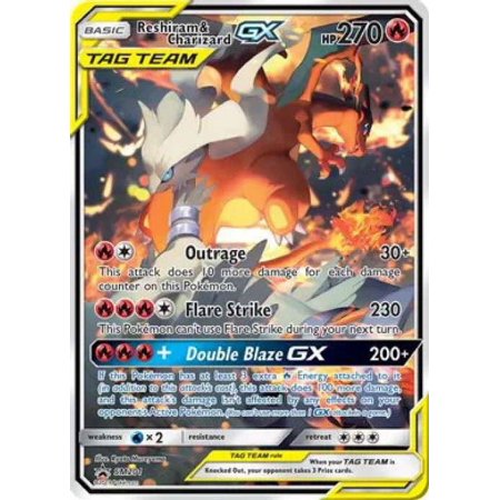 Pokemon Promo Ultra Rare Reshiram & Charizard GX SM201