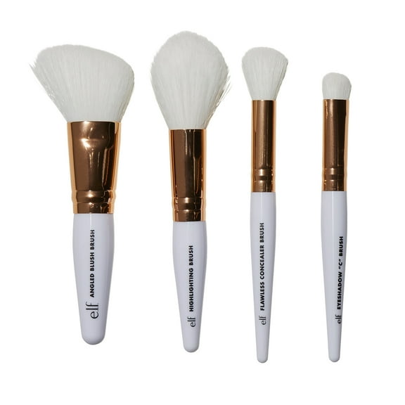 e.l.f. Rose Gold Travel Brush Kit, 4pc Travel-Size Set