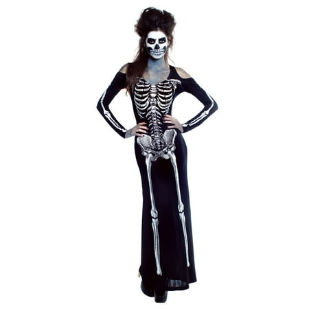 Women's Plus Size Bone Appetit Skeleton Long Dress - 1X