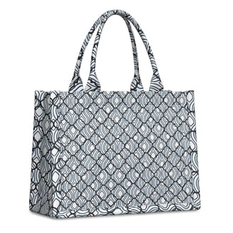 Large Capacity Tote Bag,Blue and White Checkered Pattern  display picture 1