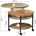 thumbnail image 3 of vfytbgnhj Table Basse Ronde 26.77 Pouces avec Compartiment Caché et Patin Réglable Table Centrale Rustique Table à Manger avec Plateau Relevable et Étagère Ouverte pour Salon, 3 of 9
