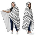 thumbnail image 2 of Wearable Blanket,Black Geometric Chevron Dot Pattern Hooded Wearable Sherpa Blanket for Adults & Teens,Winter Poncho Shawl Wrap Cape Thick Warm,50"x60", 2 of 5