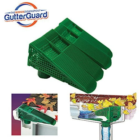 The Gutter Guard - Wedge Eliminates Downspout Pipe Clogs From Leaves and Debris - 4-Pack (Best Gutter Leaf Protector)