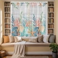 thumbnail image 2 of Summer Coastal Kitchen Curtains 63 Inch Length, Nautical Sea Coral Shell Starfish Wood Gray Tiers Curtains for Living Room Berdoom Bathroom, Light Filtering Drapes Window Treatment 2 Panels 42"Wx63"L, 2 of 8