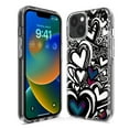 thumbnail image 3 of MUNDAZE Apple iPhone 14 Pro Shockproof Clear Hybrid Protective Phone Case Black White Hearts Love Graffiti Cover, 3 of 5