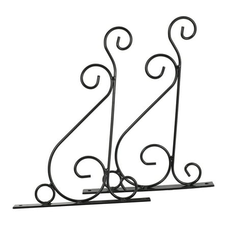 

9.8inch Wall Hanging Brackets Iron Hanger for Garden Decrations (black)