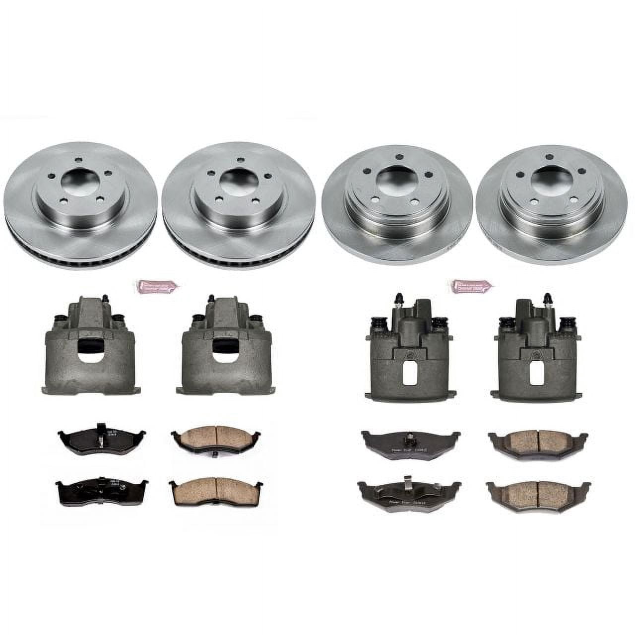 PowerStop Front and Rear Stock Replacement Brake Pad and Rotor Kit with Calipers Fits: CHRYSLER DODGE Select Models KCOE6177