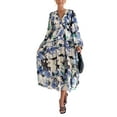 thumbnail image 1 of Coduop Women Floral Print Long Dress V-Neck Long Sleeve Bohemian Dress Casual Beach Party Dress, 1 of 9