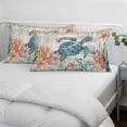 thumbnail image 4 of Sea Turtle Coastal Throw Pillow Cover, Pillowcase Protectors with Zipper, Breathable Decorative Lumbar Pillow Case Cover, Vintage Beach Coral Starfish Nautical Pillow Shams for Couch Sofa 16x24Inch, 4 of 8