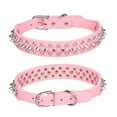 thumbnail image 2 of Spike Dog Collar Riveted Adjustable PU Leather Collar For Medium Large Dog Wide Spike Collar, Pet Collar/Pink, 2 of 6