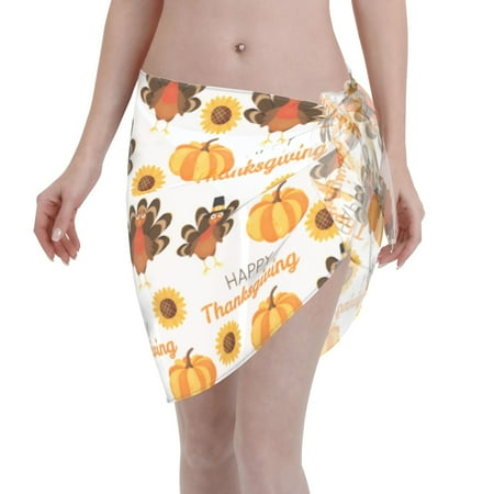 Ocsxa Happy Thanksgiving Day Print Sarong Coverups For Women Bathing Suit Wrap Swimsuit Skirt Beach Bikini Cover Up Swimwear