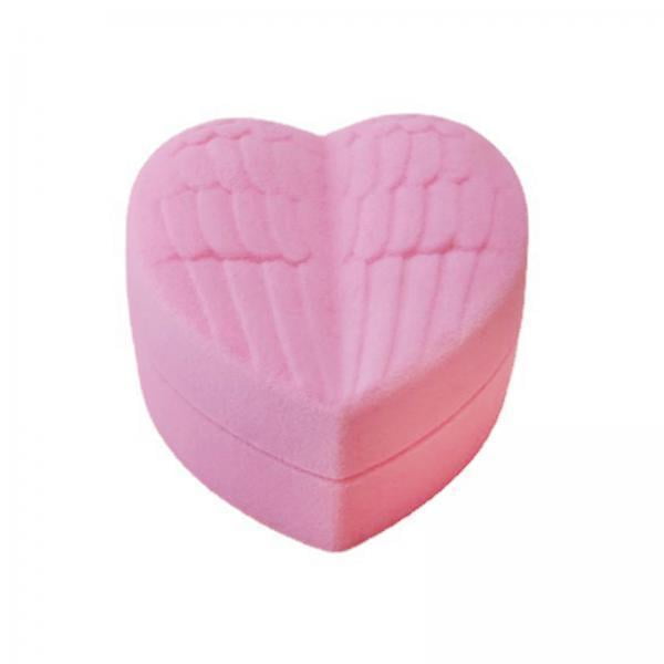 Estuche para anillos,Caja para anillos en forma de corazón de terciopelo hecha a mano,Caja de terciopelo para guardar pendientes con forma de corazón romántica,Soporte para anillos de boda