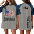 thumbnail image 2 of Usa 250th Anniversary T Shirts for Women Red Blue and White Independence Day Boyfriend Shirts 2026 Short Sleeve Patchwork Bouse Usa Flag Loose Graphic Tees L, 2 of 5