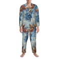 thumbnail image 3 of Saiise Dog Angel Ascension Men's Sleepwear Set Lapel Neck Button Down Long Sleeve Top and Pants 2 Piece Pajama Set-XX-Large, 3 of 7