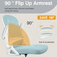 thumbnail image 5 of ATHOPE Ergonomic Office Chair, Mesh Desk Chair with Lumbar Support, Tall Office Chair with Flip-Up Armrests and Footrest Ring, Adjustable Computer Chair for Standing Desk Home Office, Light Blue, 5 of 7
