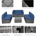 thumbnail image 4 of YODOLLA 7-Piece Patio Furniture Set with 43" Fire Pit Table, Rattan Wicker Outdoor Sectional Sofa Couch with Table Patio Conversation Set for Lawn& Backyard In Navy, 4 of 6