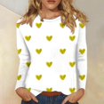 thumbnail image 2 of TFEOQRY Women's Heart Pattern Print Top Crew Neck Long Sleeve Casual Loose Pullover Fall Daily Wear Shirt Yellow, 2 of 5