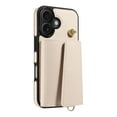 thumbnail image 3 of ELEHOLD Wallet Case for iPhone 16 Plus, PU Leather Flip Case with Crossbody & Wrist Strap,Full Protection Case with Card Slots & Kickstand,Beige, 3 of 7