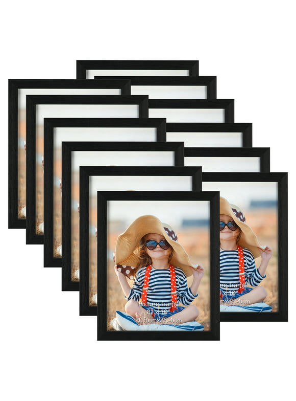 12 Pack 8 x 10 Picture Frames, Black Photo Frames Bulk for Wall or Tabletop