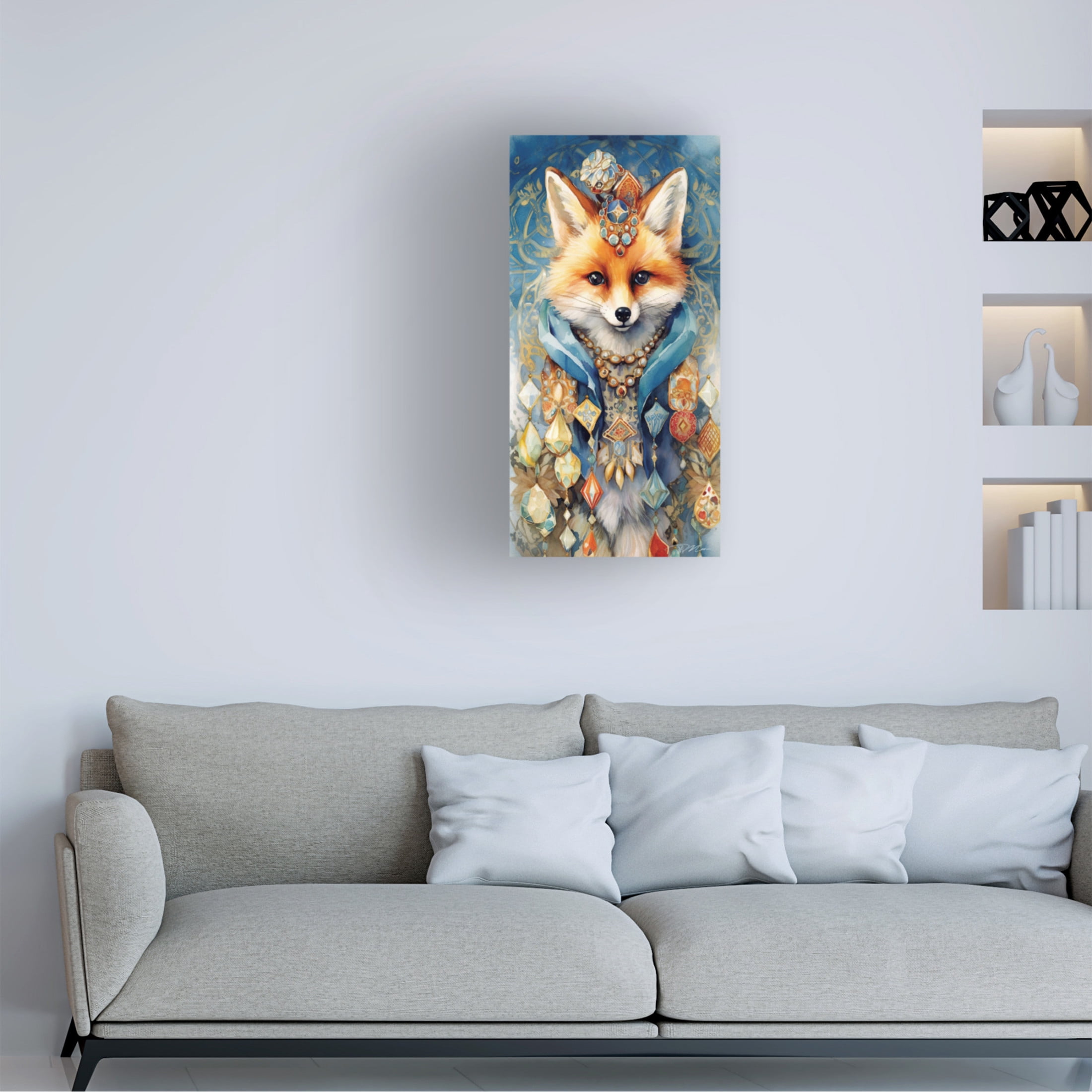 Canvas Wall Art - Momart 'Treasure Keepers Fox 2' Wall Art for Living Room, Bedroom, or Office Décor by Trademark Fine Art - 24 x 47 Inches