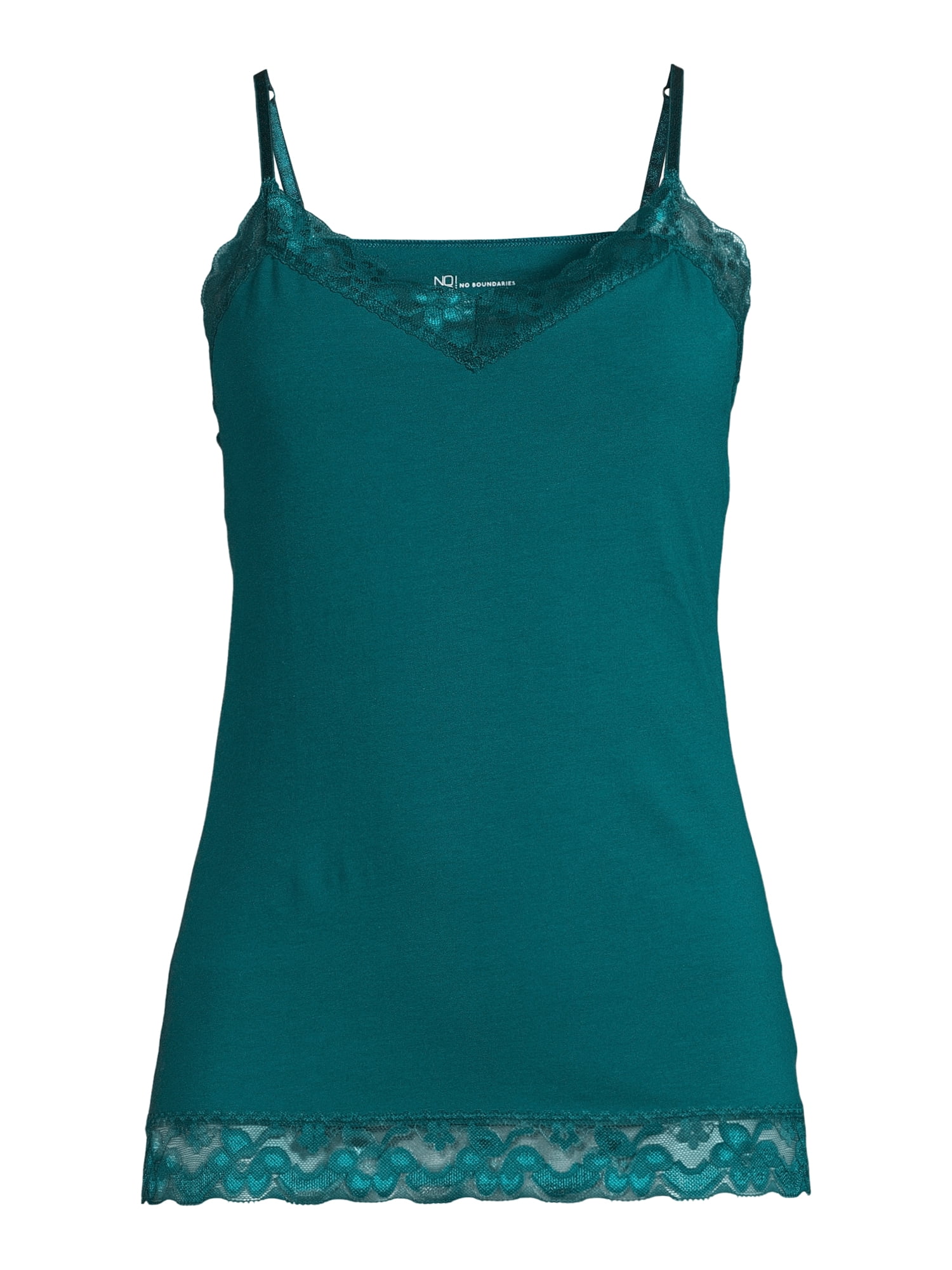 No Boundaries Junior's Lace Trim Cami with Shelf Bra