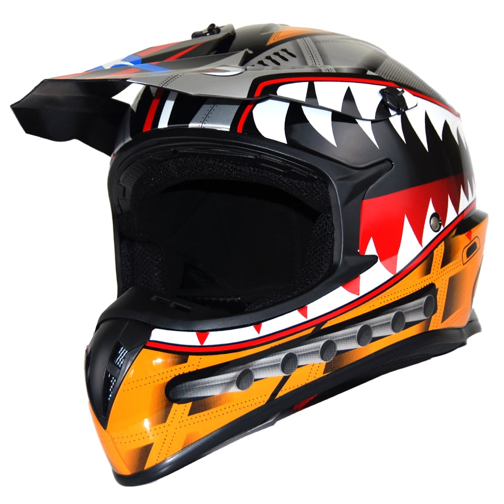 1Storm Adult Motocross Helmet BMX MX ATV Dirt Bike Downhill Mountain Bike Helmet Racing Style HKY_SC09S; Shark Orange
