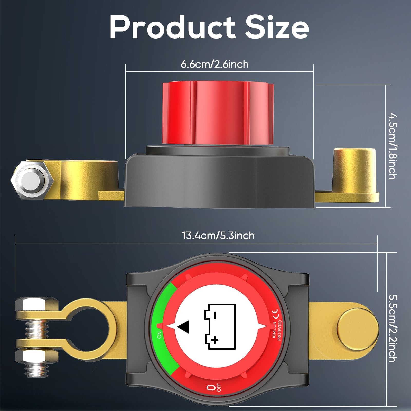 Top Post Battery Disconnect Switch 12v,Battery Kill Switch Negative On/Off 12-48V Top Post Battery Switch Heavy-Duty Battery Disconnect Switch for Cars, Vehicles, RVs, and Boats(C)