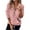 Pink, variant on Women's Lapel Warm Fuzzy Fleece Quarter Zip Pullover Long Sleeve Sweaters Casual Plus Size Basic Blouses Tops With Pockets