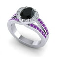 thumbnail image 2 of Diamond-Capitals 2.35 Carat Oval Cut Black Onyx & Amethyst Gemstone Stylish Engagement Ring for Women Solid 14K White Gold Size 7, 2 of 8