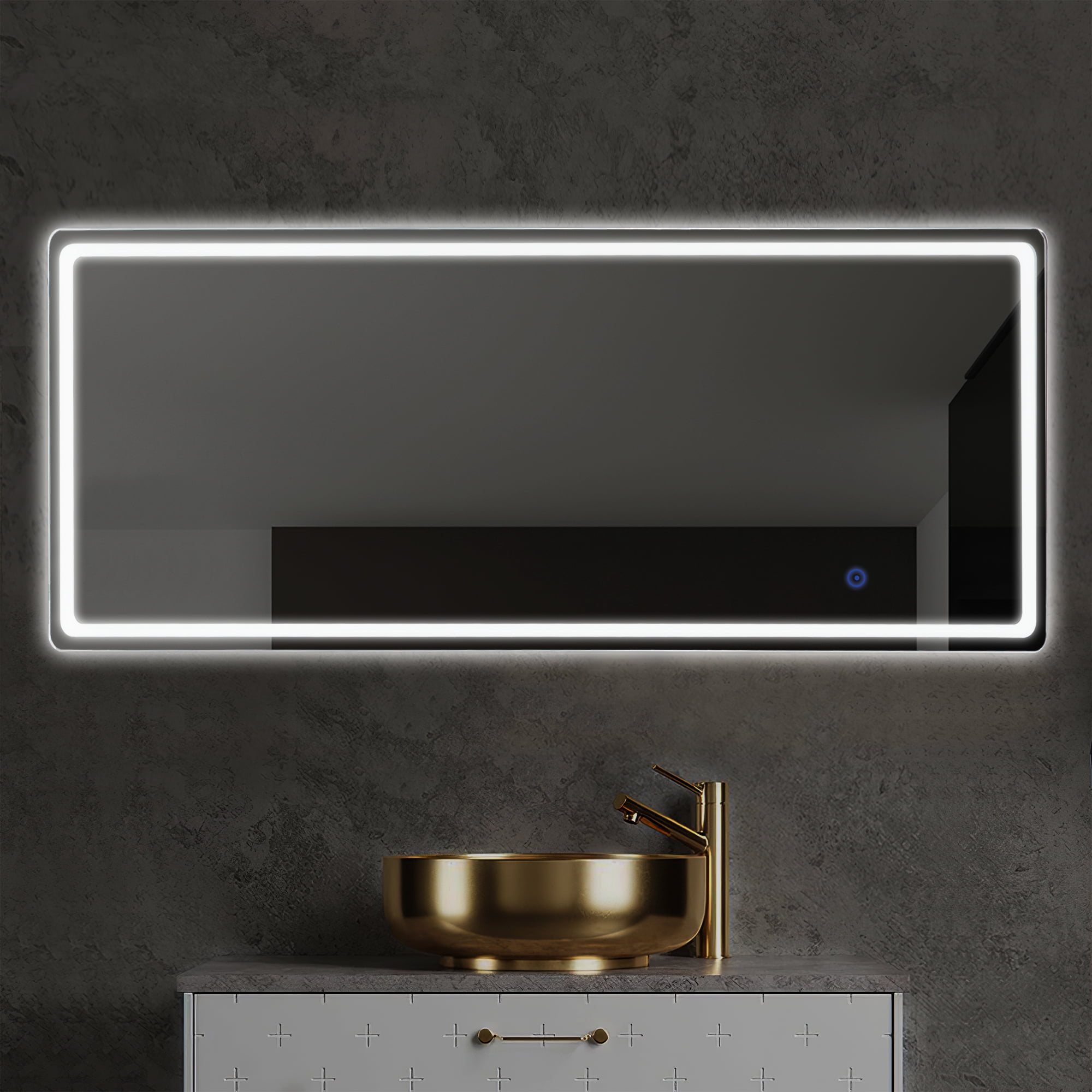 MAYEERTY 63"x16" Frameless Led Mirror Full Length Mirror Flat Floor / Wall Mirror With Light, Silver