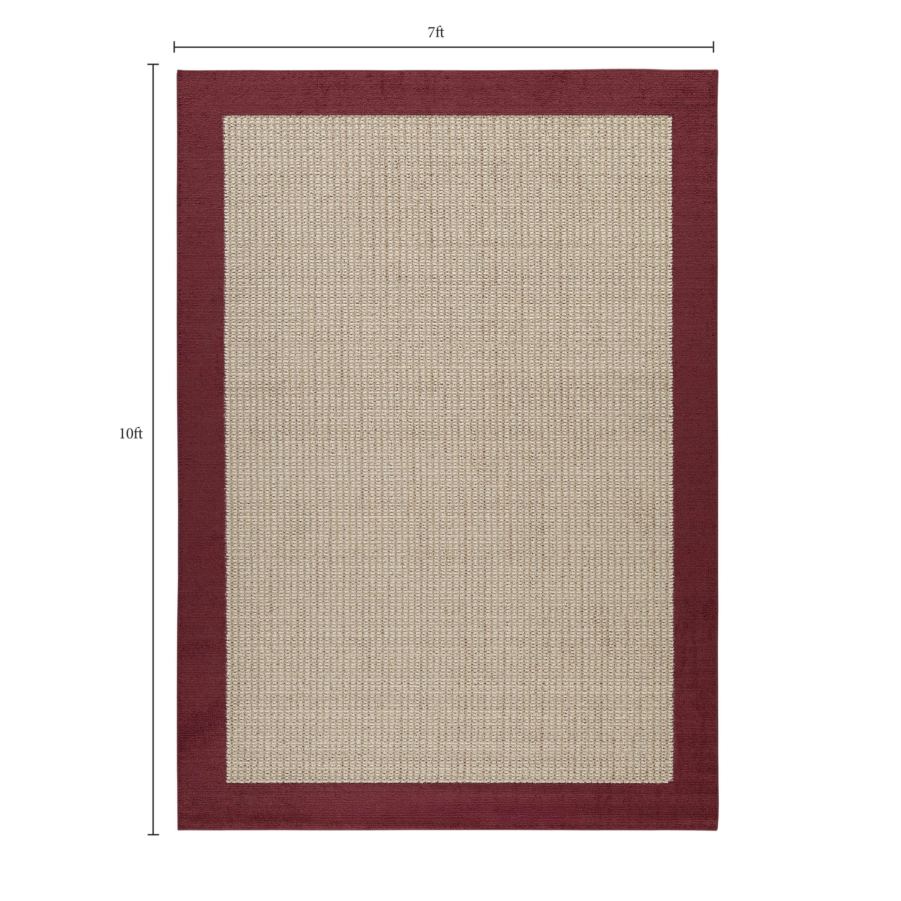 Mainstays Farmhouse Faux Sisal Olefin Red Border Indoor Living Room Area Rug, 7' x 10'
