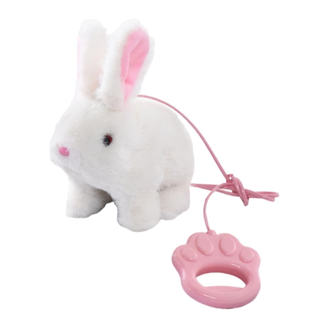 Conejo eléctrico de peluche que camina, juguete musical, , repite lo que dices, mascota electrónica interactiva para niños, regalo de cumpleaños Blanco