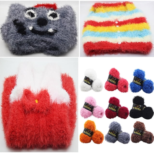 sdhkgrrt under $5 3Pcs Crochet Yarn, Hand Knitting Yarn Velvet,Multicolor Crochet Thread,Soft Coral Fleece Yarn,DIY Knitting Material,Chunky Handmade Yarn
