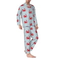 thumbnail image 2 of Naloa Cute Red Crabs With Nautical Men’s Pajamas Set - Long Sleeve Button Down Sleep Shirt and Pajama Bottoms Sleepwear Set-X-Large, 2 of 7