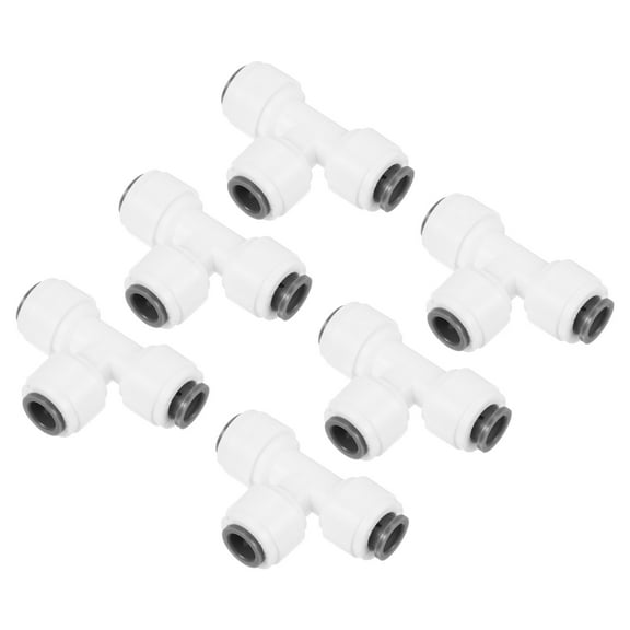 Uxcell 1/4" Push to Connect Water Line Fitting Tee Fittings, 6 Pack White