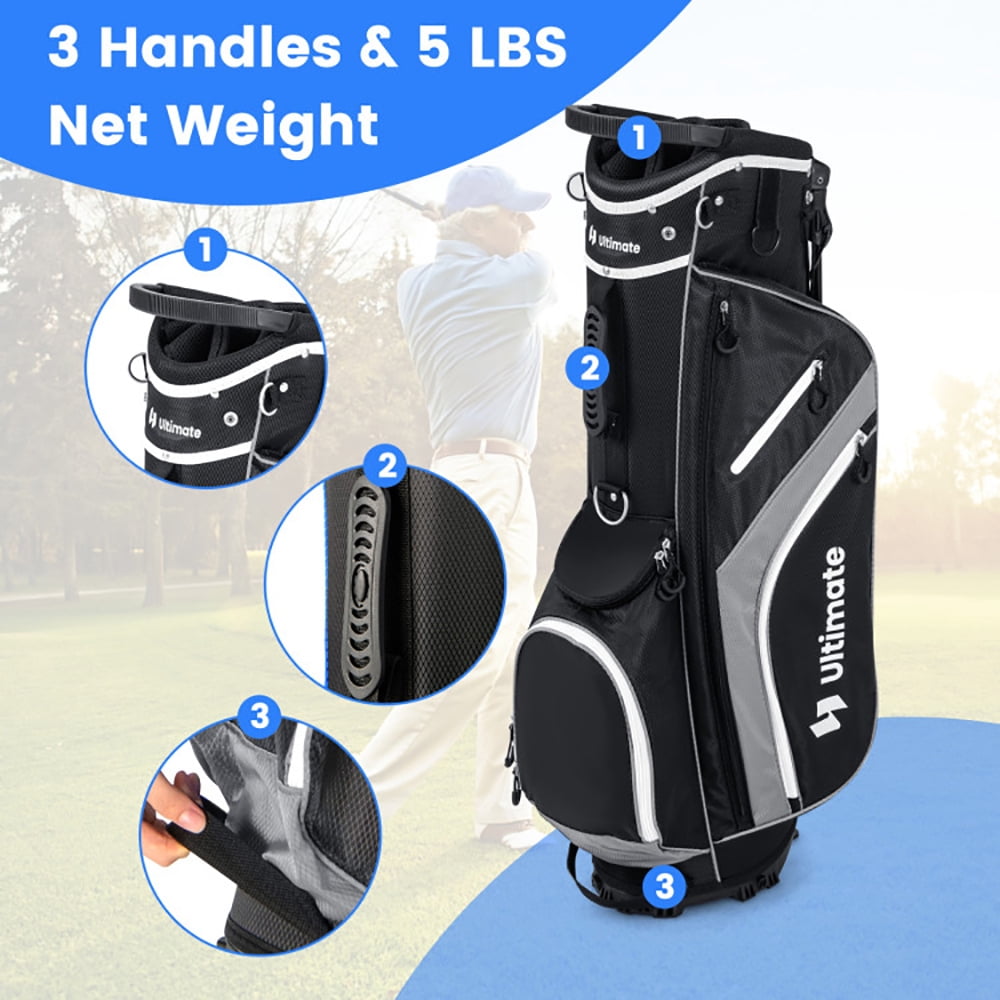 Spaco Lightweight Golf Stand Bag, Stand Bag with 14 Way Top Dividers and 6 Pockets, Golf Bags for Men & Women, Gray