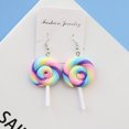 thumbnail image 5 of Pendientes de piruleta de cerámica suave de estilo lindo con personalidad de moda, pendientes divertidos a juego con el color, joyas, patrón de bloques de colores, frutas y elementos, 5 of 5
