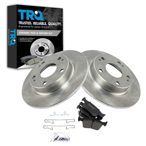 TRQ Rear Brake Pad & Rotor Kit Brake Pads Brake Rotor Ceramic Fits Select 2016-2022 Honda Civic