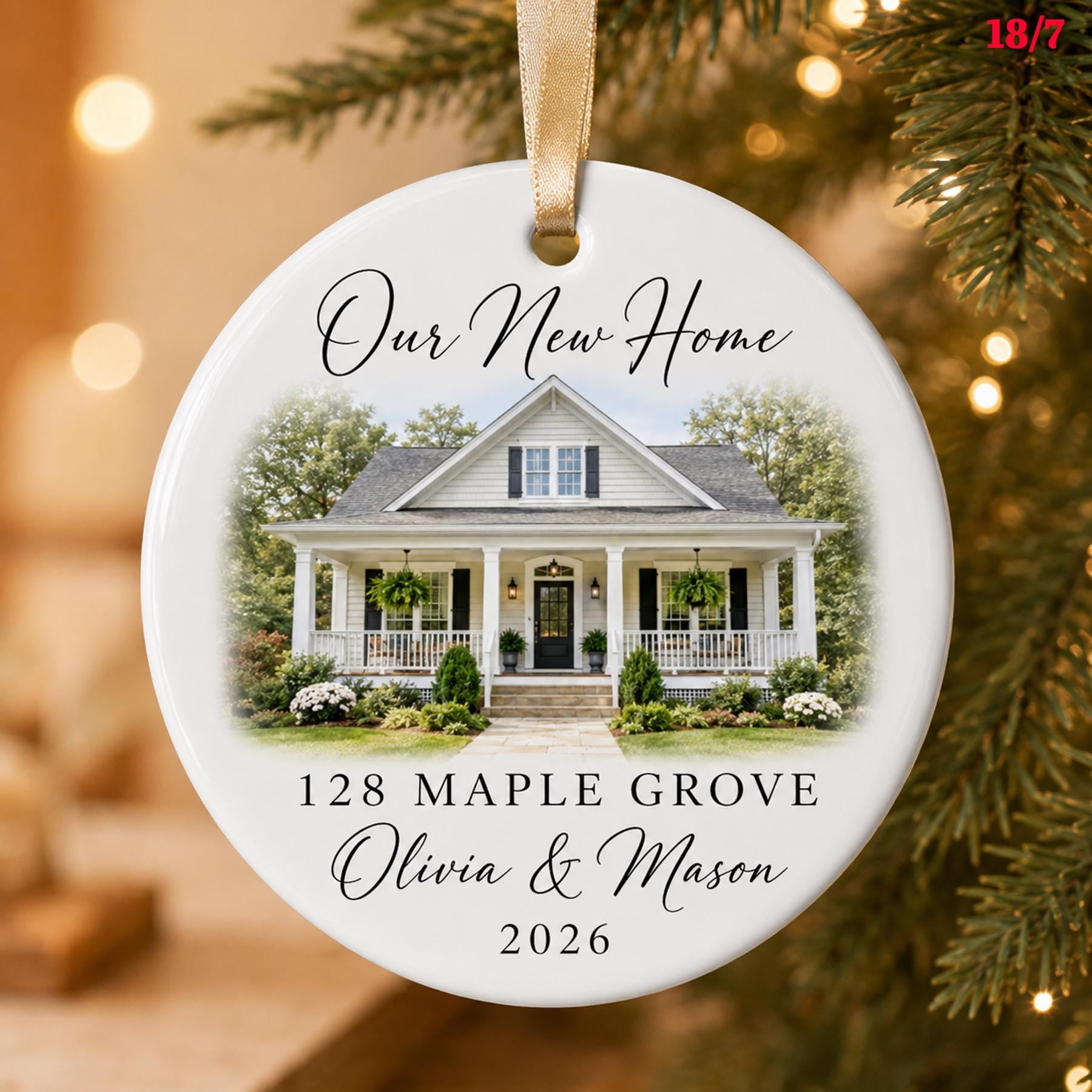 Personalized New Home Photo Ornament, Custom House Address Keepsaker, Housewarming Gift, Realtor Client Gift, Custom Home Ornament