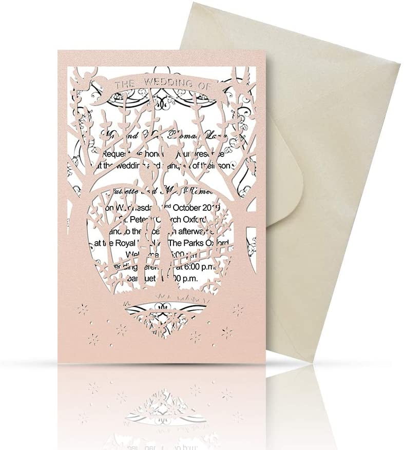Details about   Laser Cut Wedding Invitation Card Elegant Greeting Envelope Party Decoration New 