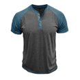 thumbnail image 4 of Blusa de Manga Corta de los Hombres Botones de Color Sólido Al Aire Libre Respirable Cuello Redondo, Sudadera Suelta Casual para Diario, 4 of 8
