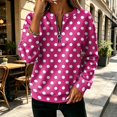 thumbnail image 2 of Women's Polka Dot Quarter Zip Sweatshirt Long Sleeve Casual Pullover Top for Fall Soft Relaxed Fit Sweatshirt, 2 of 6